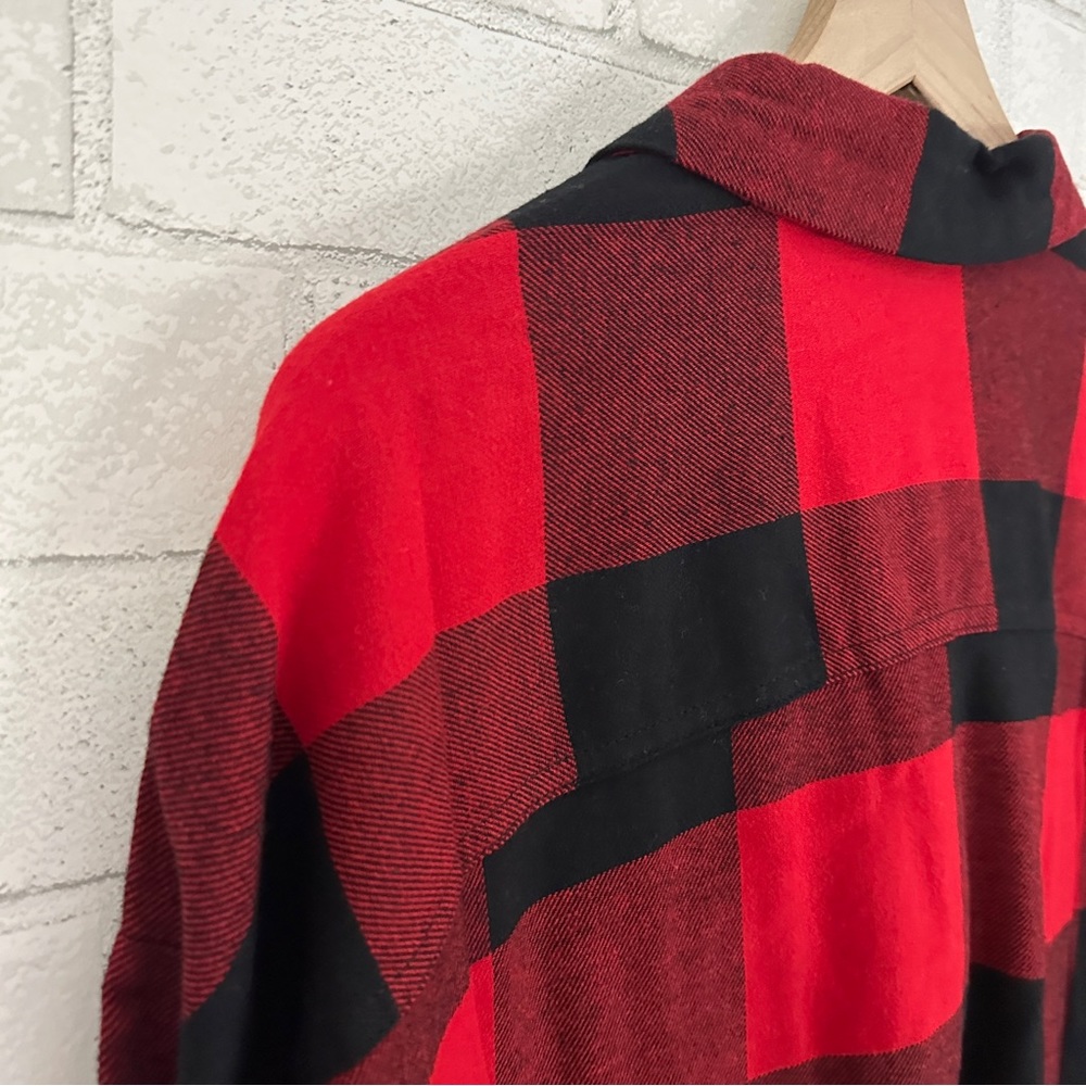 OLD NAVY Red & Black The Boyfriend Plaid Flannel Shirt - Picture 8 of 9